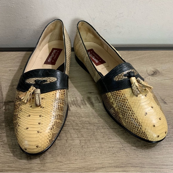 EXOTIC! Men's DE LA RENTIS Genuine Snakeskin & Lizard TASSEL Dress LOAFERS Shoes - Picture 2 of 9